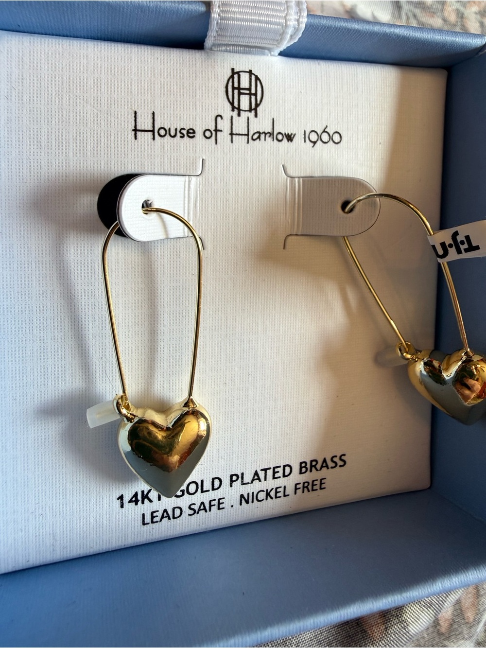 NWT House of Harlow 1960 Gold Heart Hoop Earrings